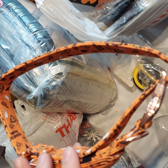 Orange Halloween Dog Collar with Bow - Picture 2 of 3